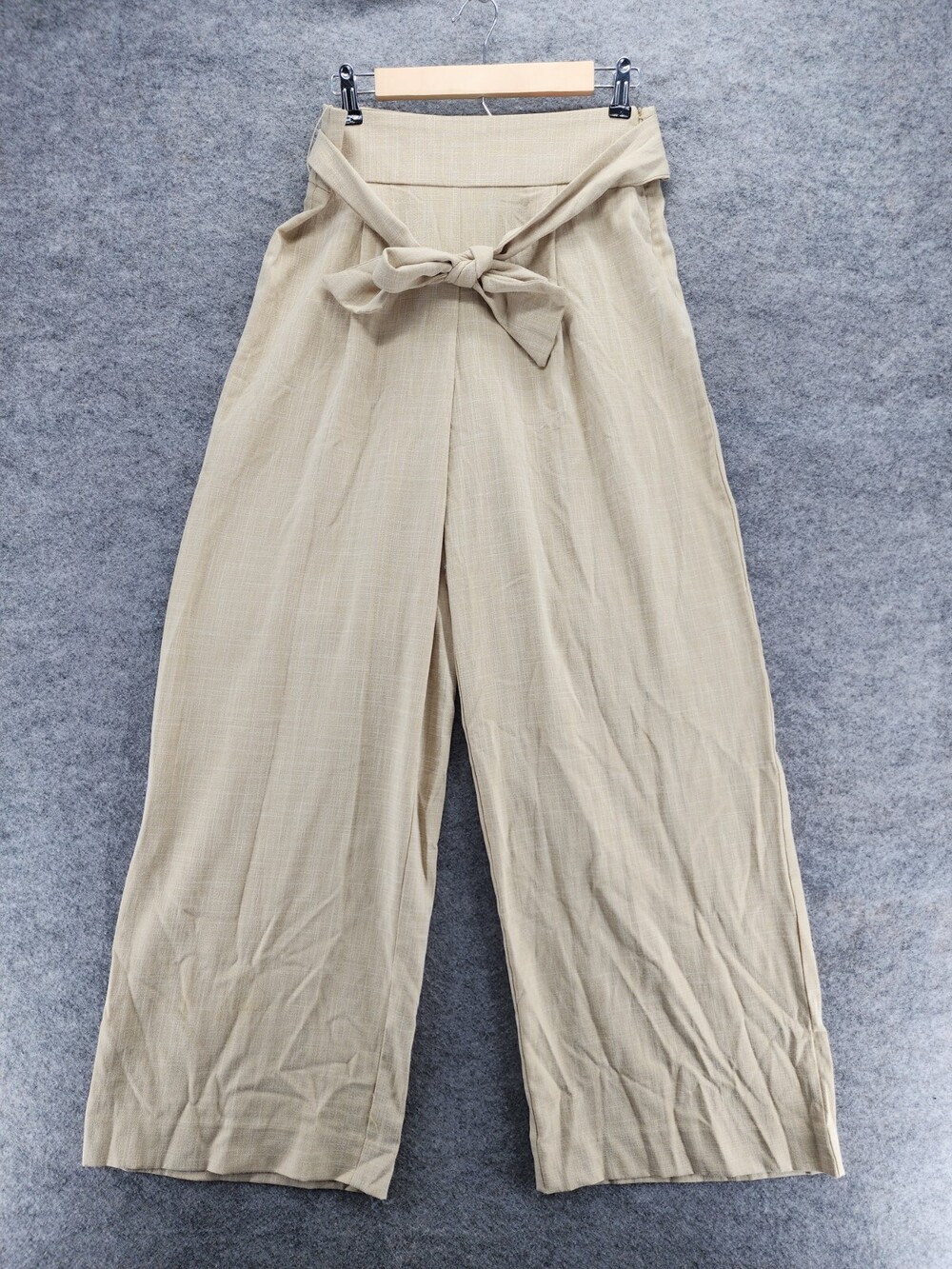 Worthington Pants Womens 6 Wide Leg Beige Belted